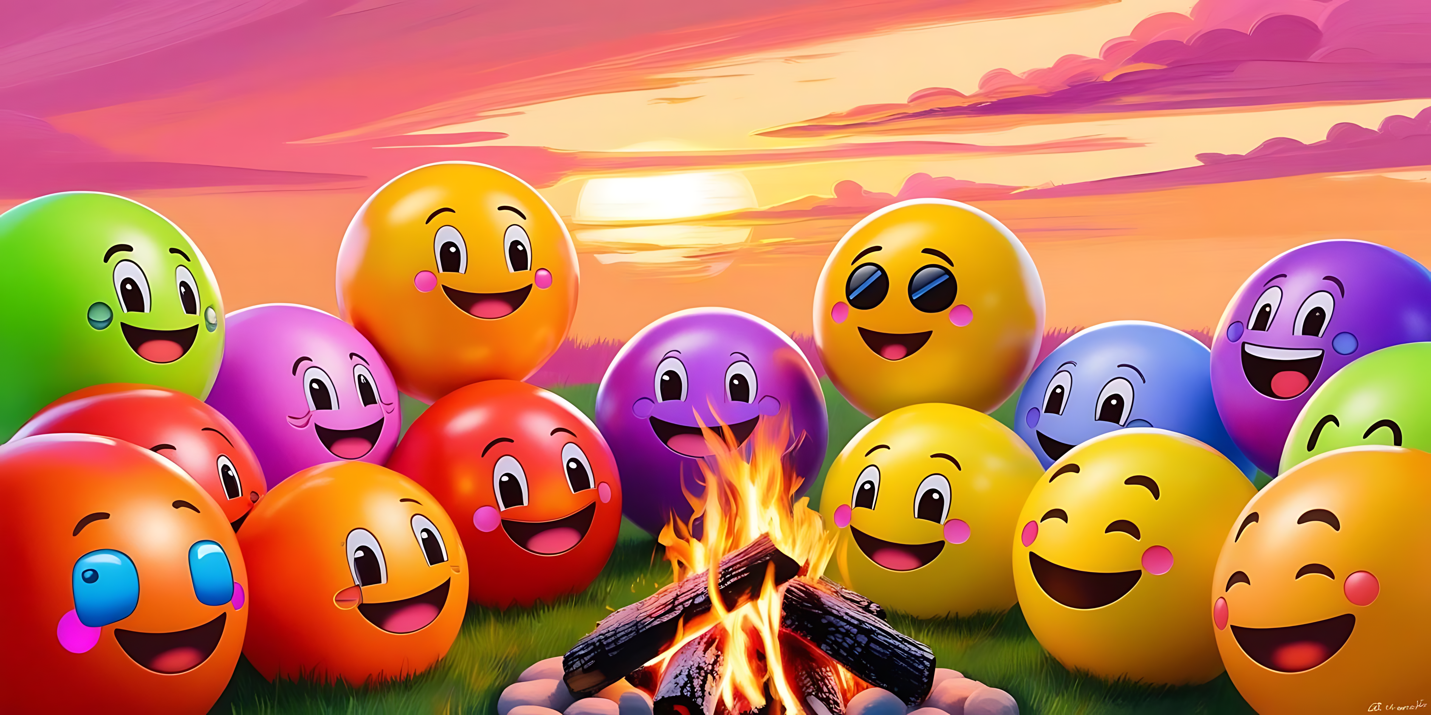 Kleurryke emoji-bolle Muurpapier