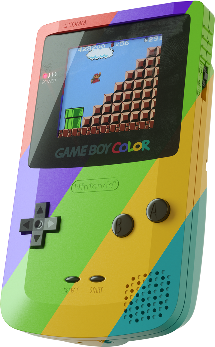 Kleurryke Game Boy Color wat Mario speel Muurpapier
