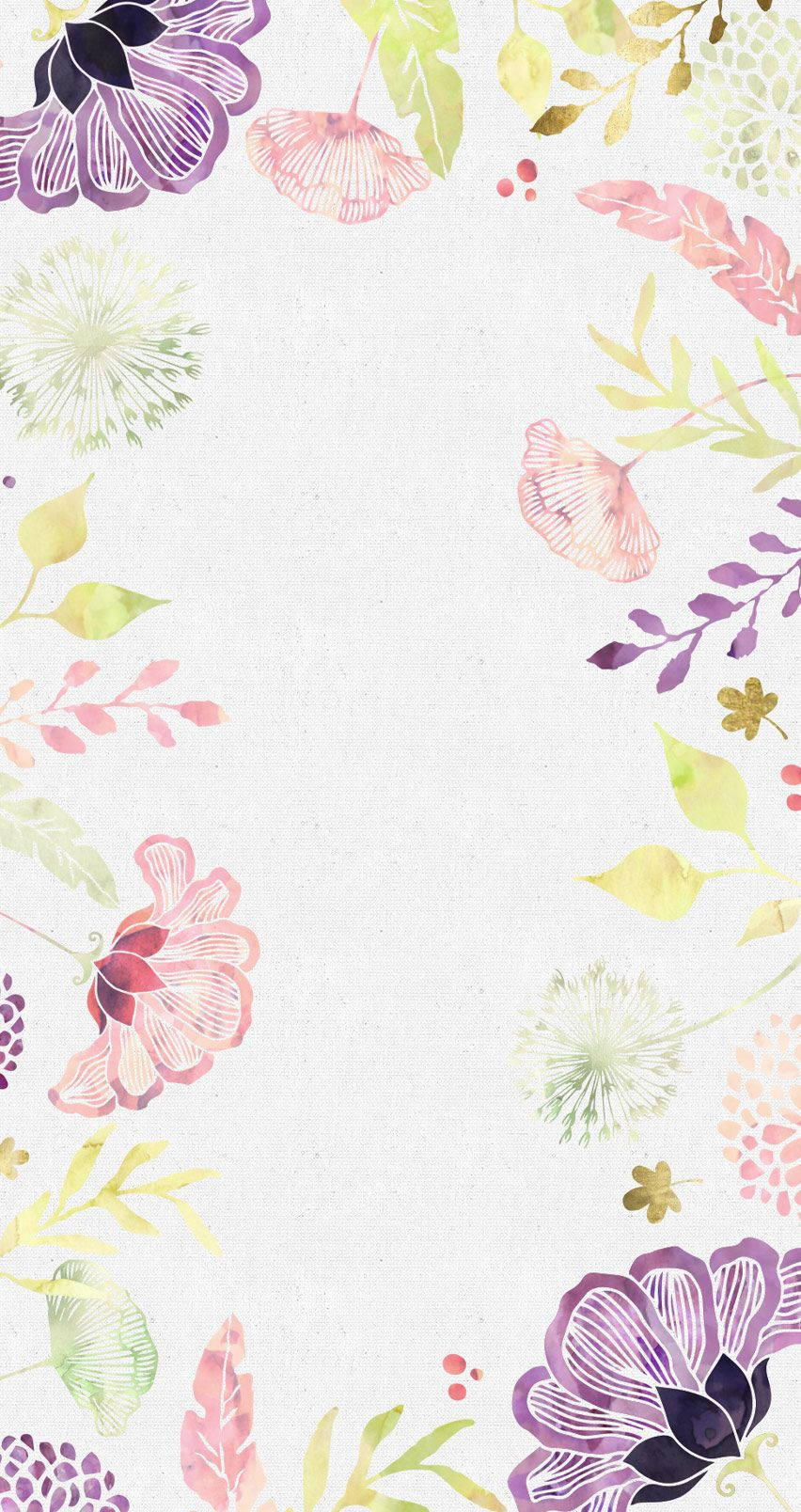 Kleurryke Gestileerde Blomme Floral iPhone Muurpapier