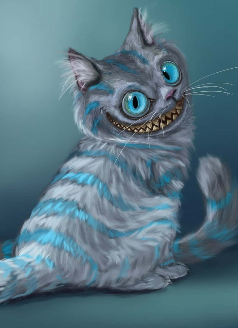 Kleurryke Glimlaggies Volg die Cheshire Cat Muurpapier