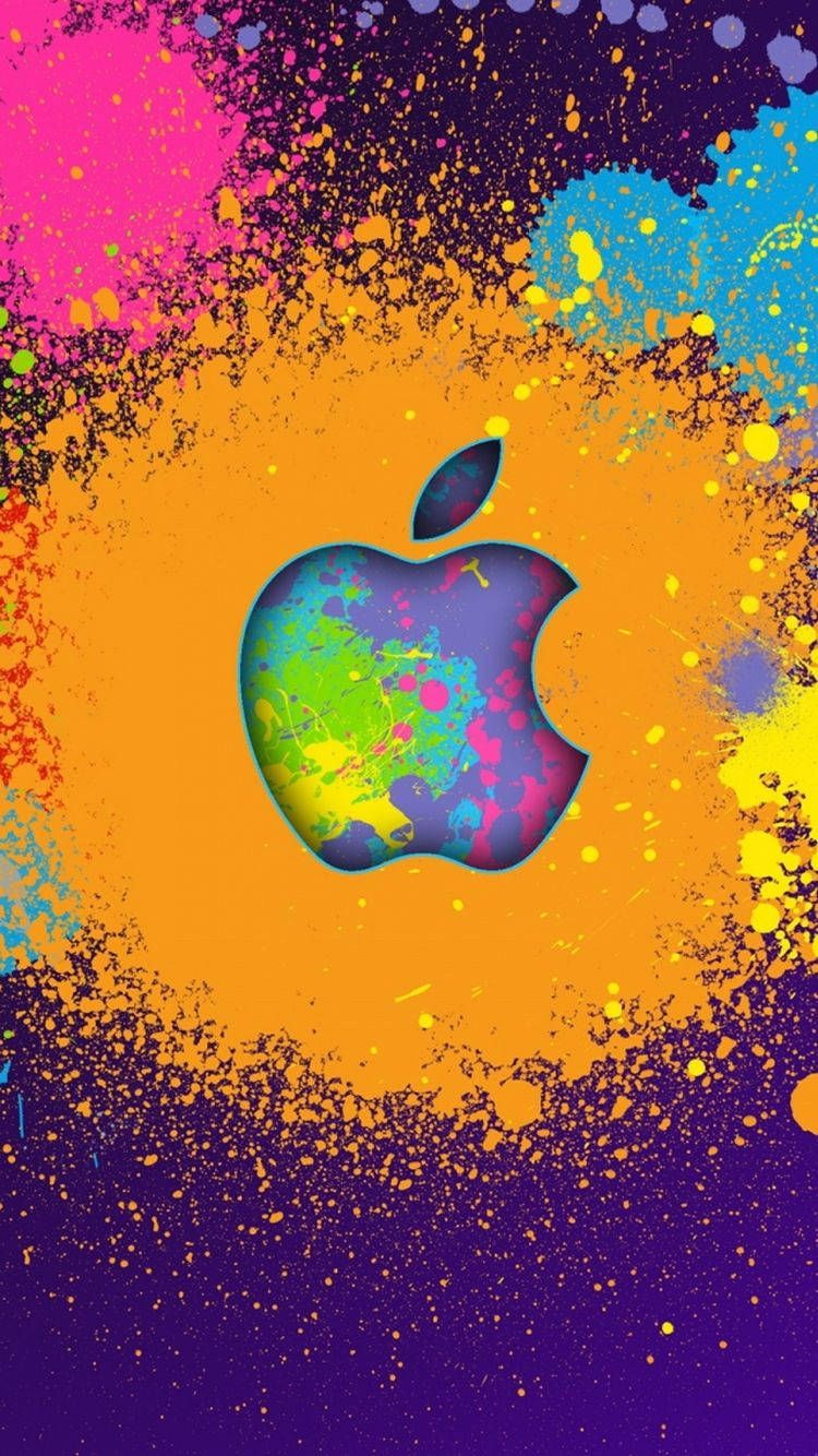 Kleursplas Kuns Apple Logo iPhone Muurpapier