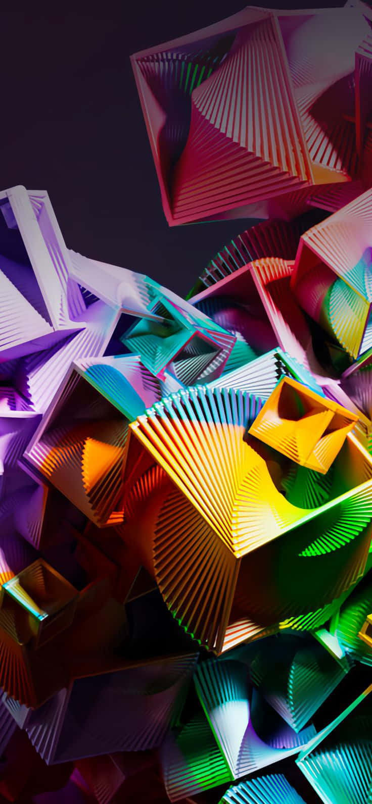 Kleurvolle abstrakte akkordeon-papierskulpture Muurpapier