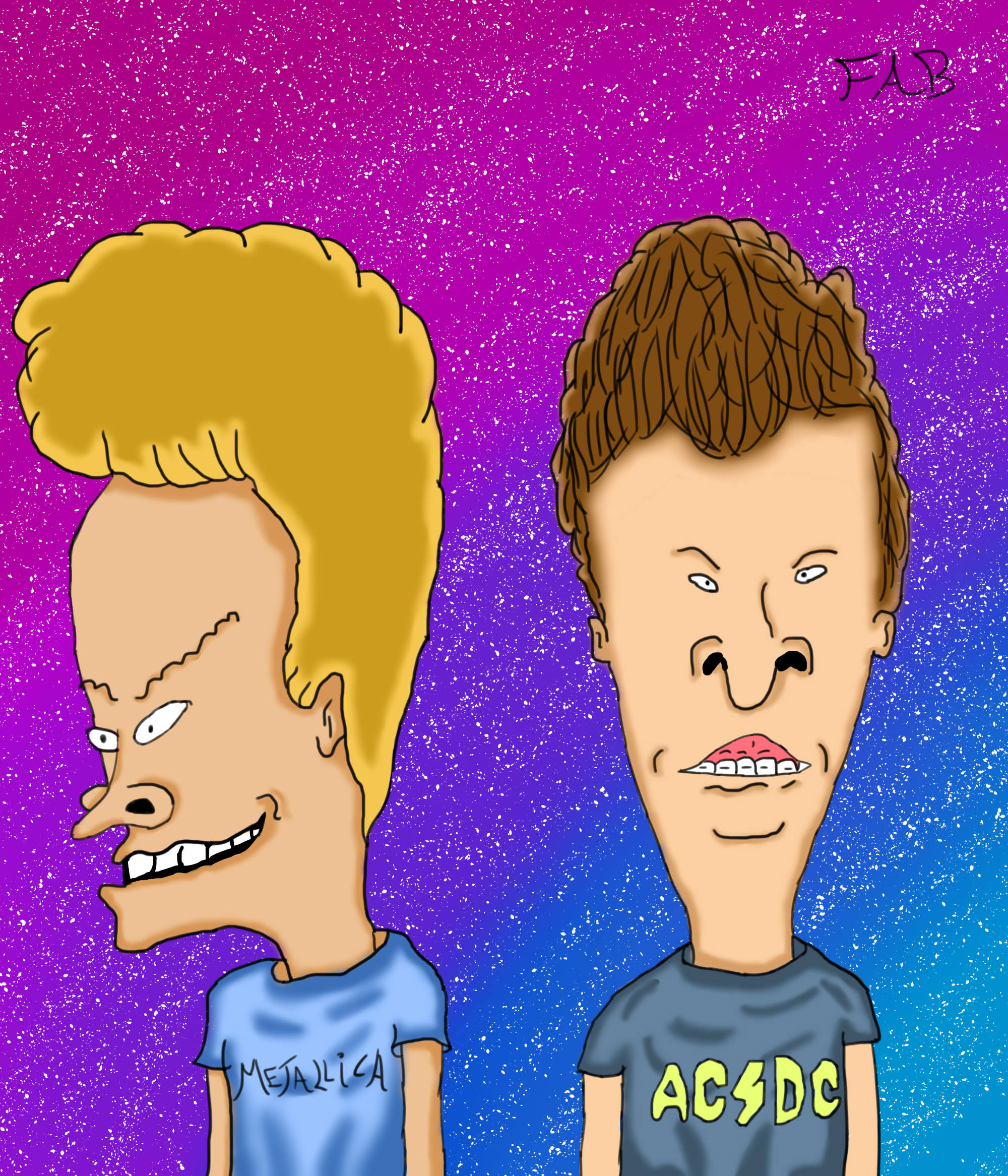Kleurvolle Beavis en Butt Head Muurpapier