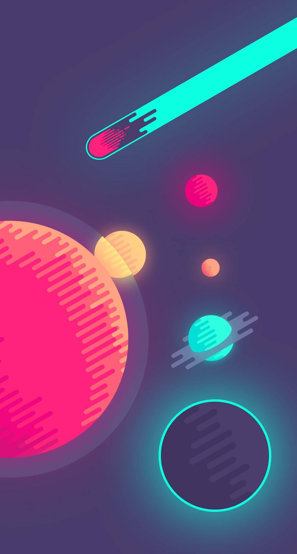 Kleurvolle Neonplanete Indie-foon Muurpapier