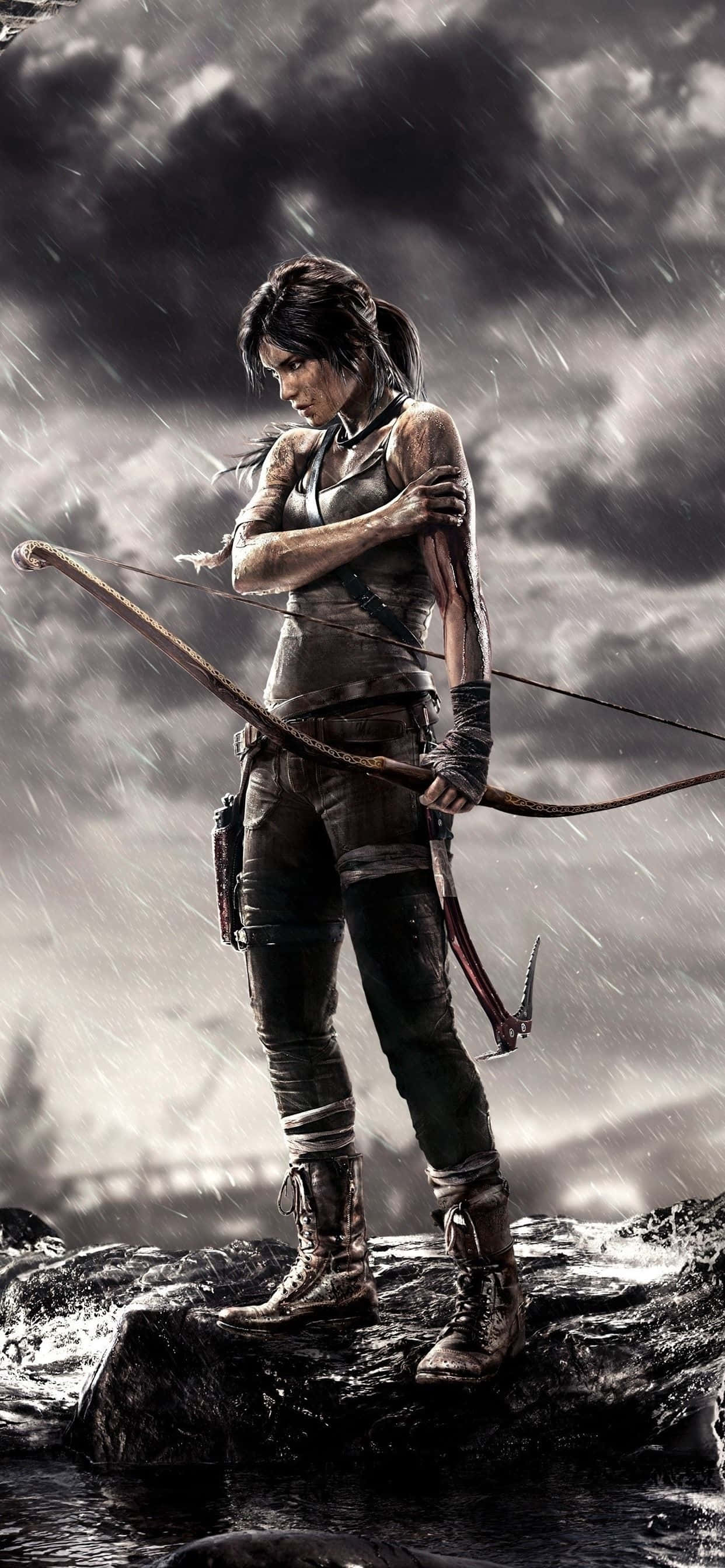 Klim na nuwe hoogtes in Rise of the Tomb Raider met iPhone Xs Max Muurpapier