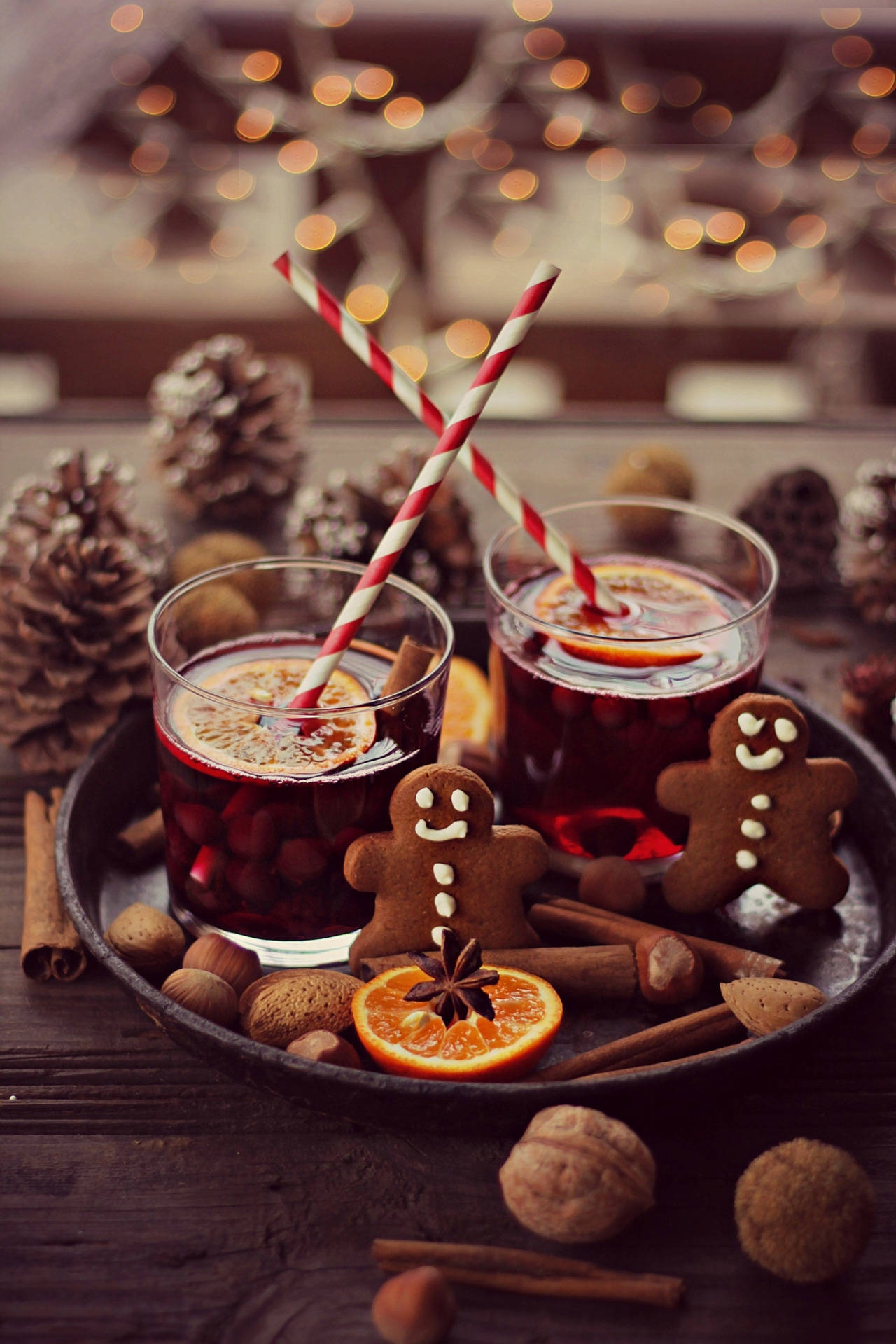 Knus Kersfees-drankies en -koekies Muurpapier
