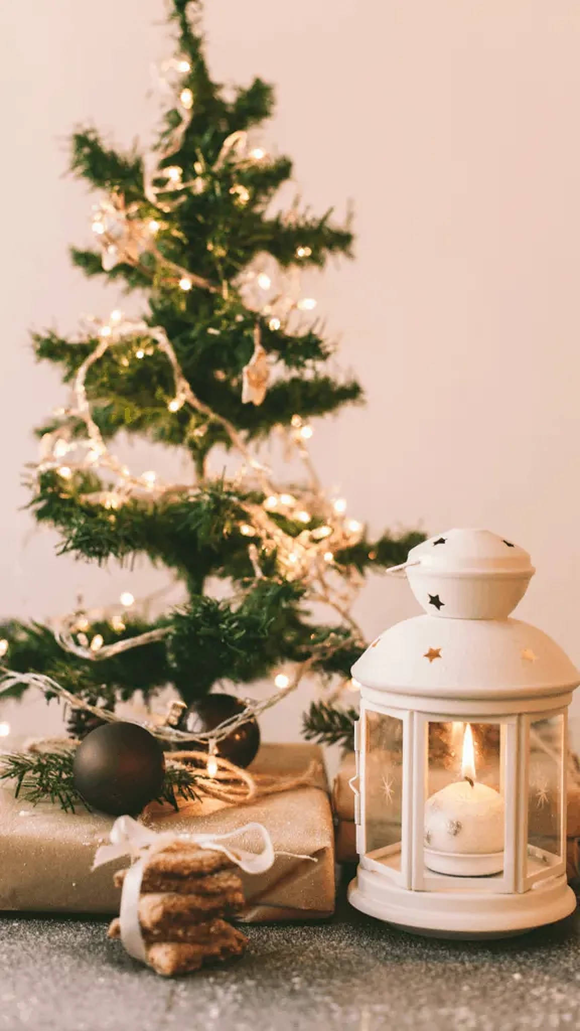 Knus Kersfees-estetiek Lantern Muurpapier