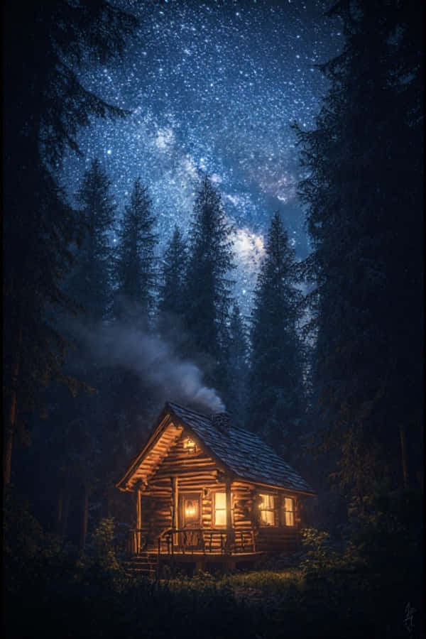 Knus Naghut in die Bos Sterrenatuur 4K Muurpapier
