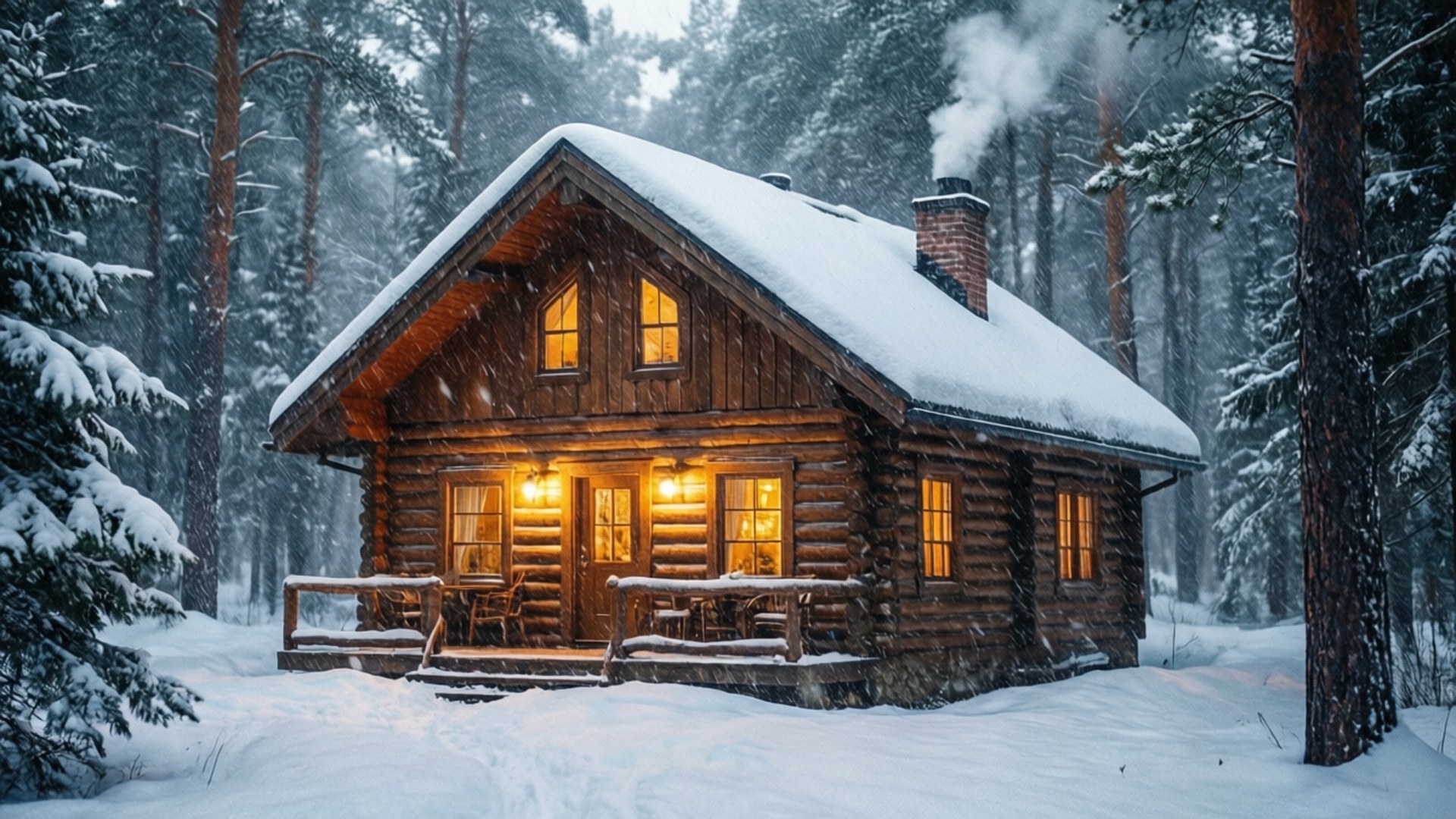 Knus Sneeuhuisie Sneeustorm Muurpapier