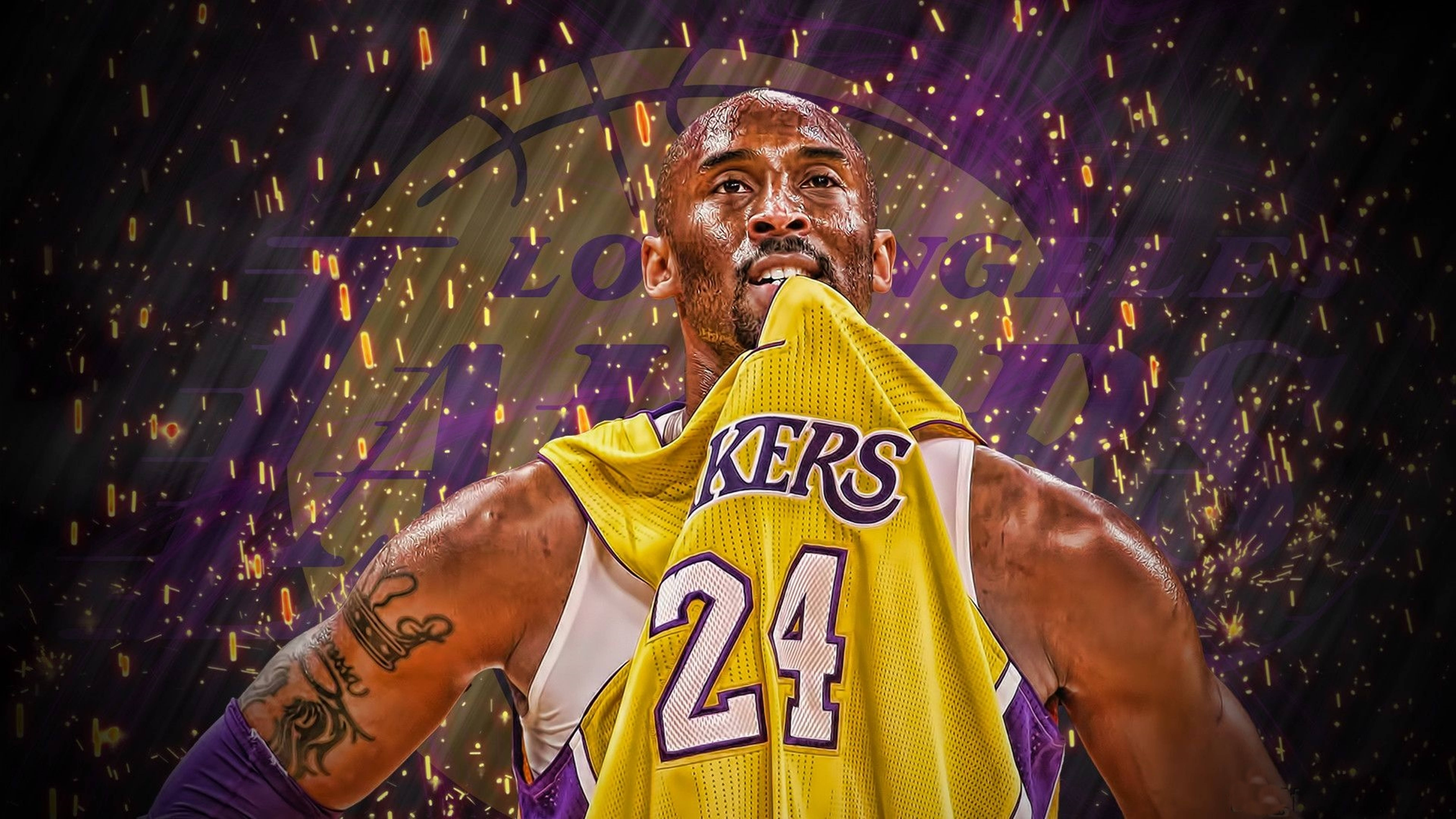 Kobe Bryant wat Sy Trui Byt 4K Muurpapier