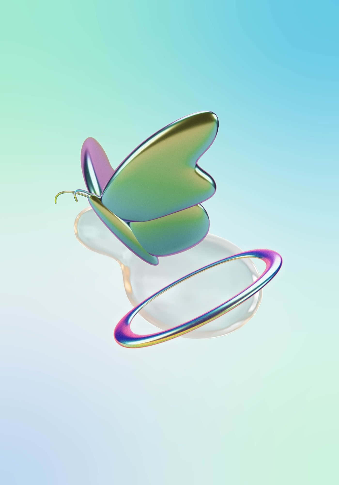 Koel 3D Glans Skoenlapper Agtergrond Muurpapier