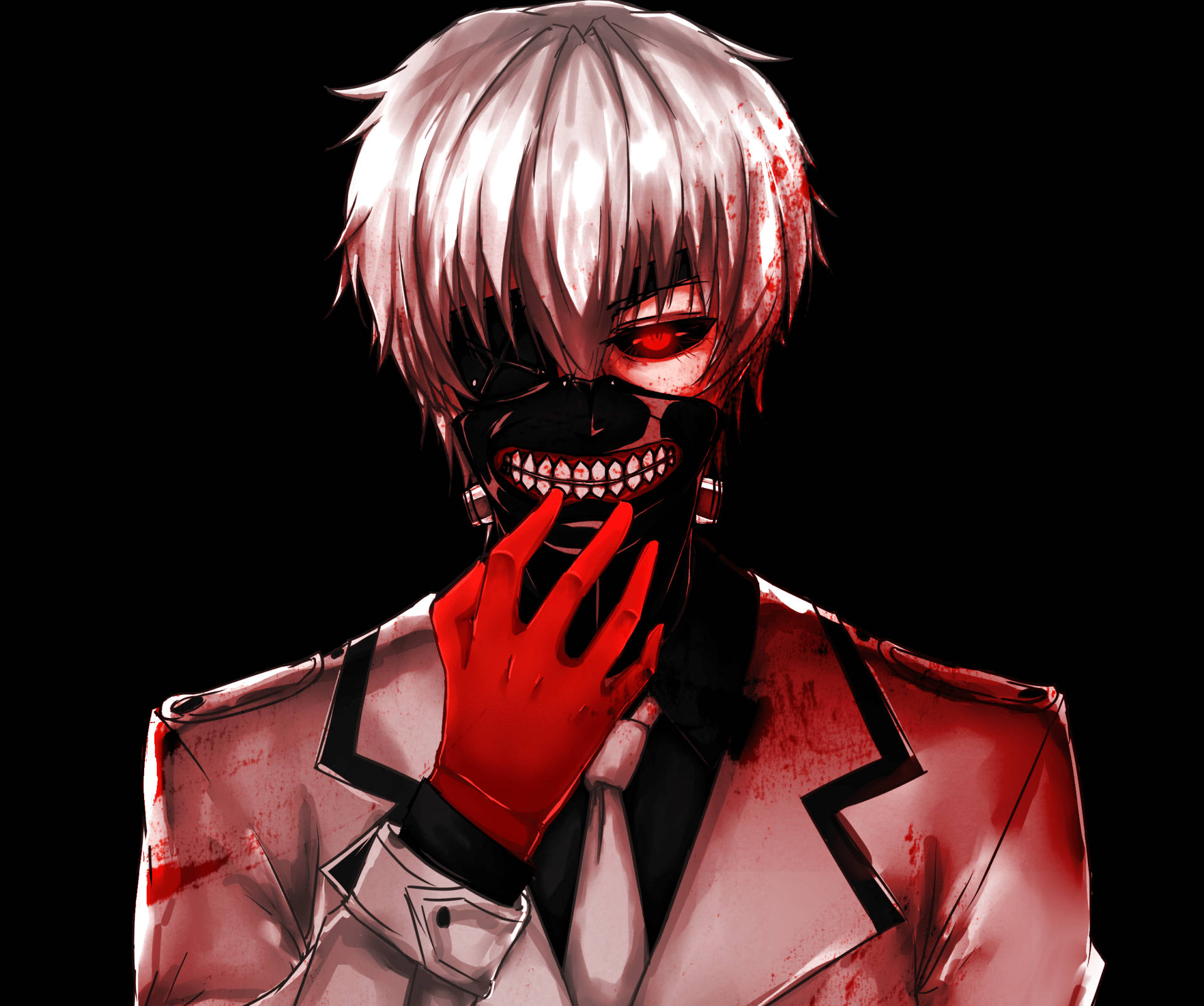 Koel Anime PFP Ken Kaneki Bloederige Grafiese Kuns Muurpapier