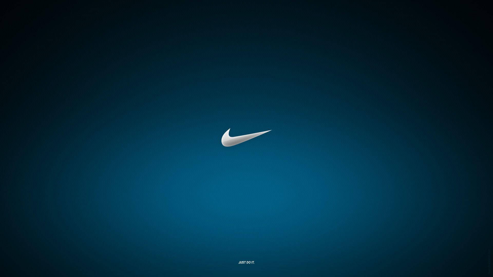 Koel Blou Gradiënt Nike Logo Muurpapier
