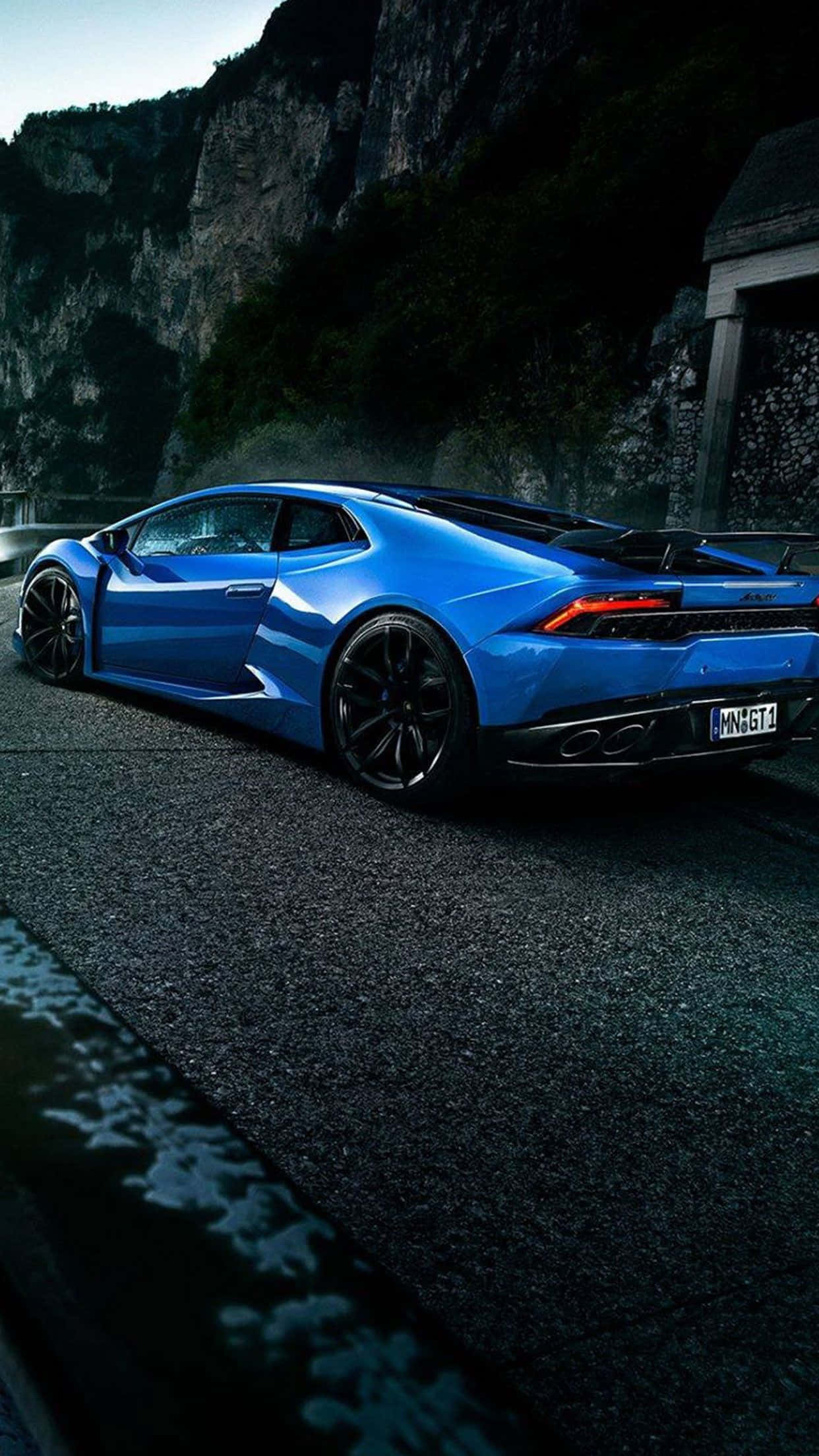 Koel Blou Lamborghini Motor Prent Muurpapier
