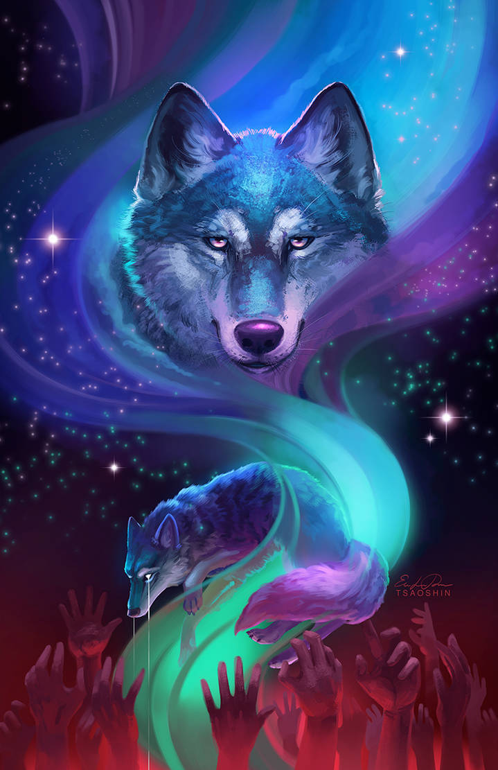 Koel Bonatuurlike Galaksi Wolf Muurpapier