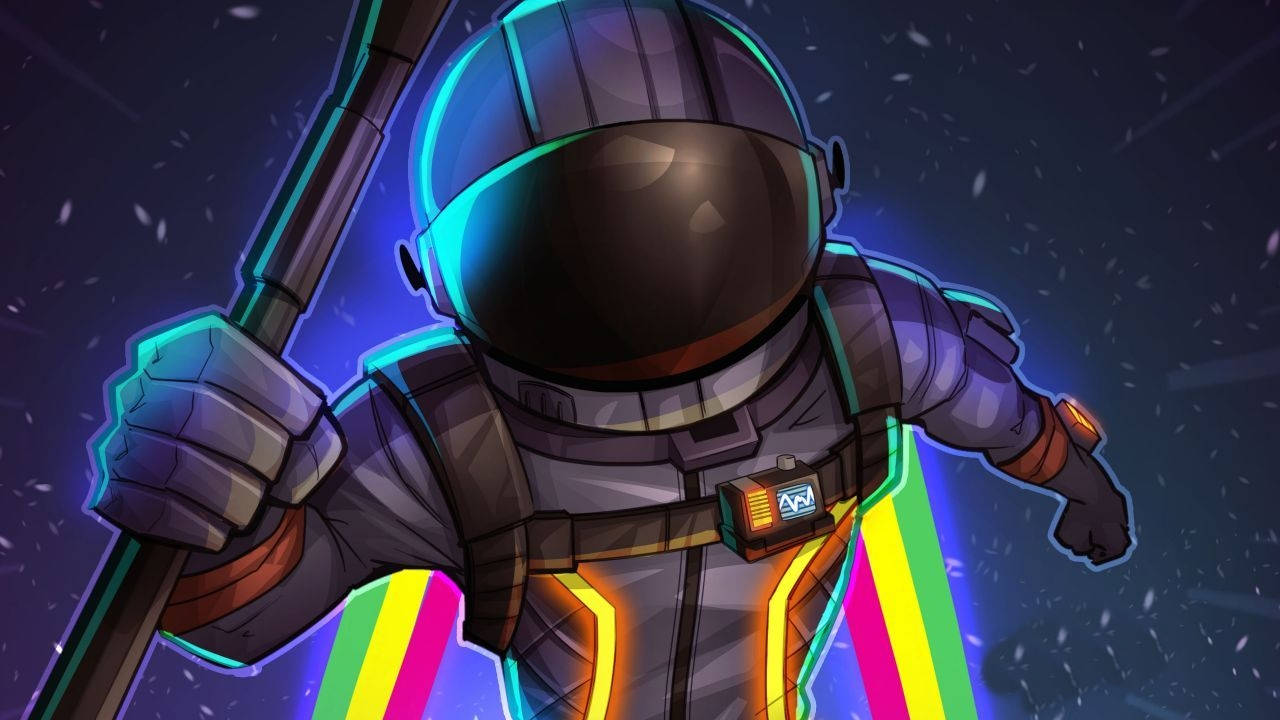 Koel Fortnite Battle Royale Reënboog Estetiese Ruimtevaarder Muurpapier