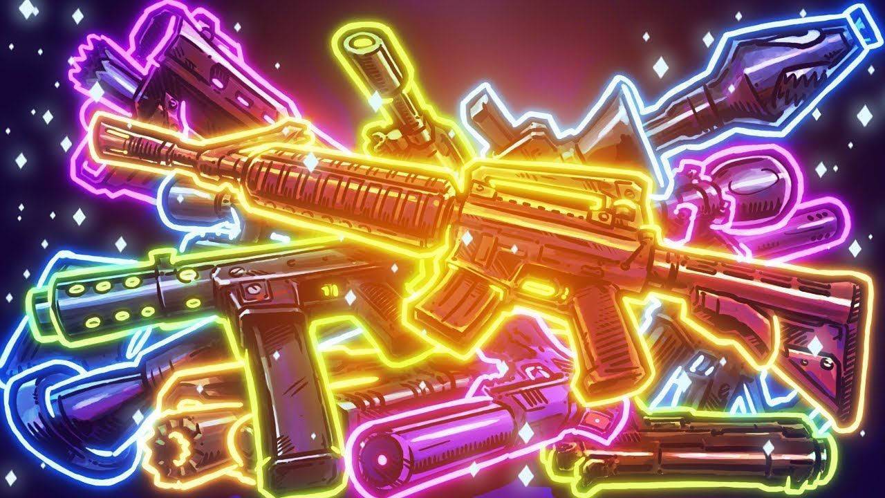 Koel Fortnite Gloeiende Wapens Muurpapier