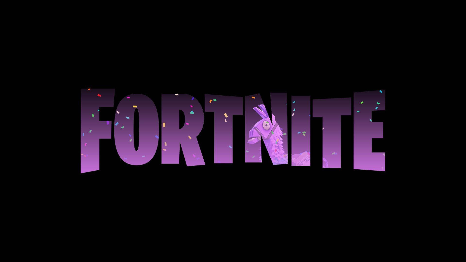 Koel Fortnite-logo-agtergrond Muurpapier