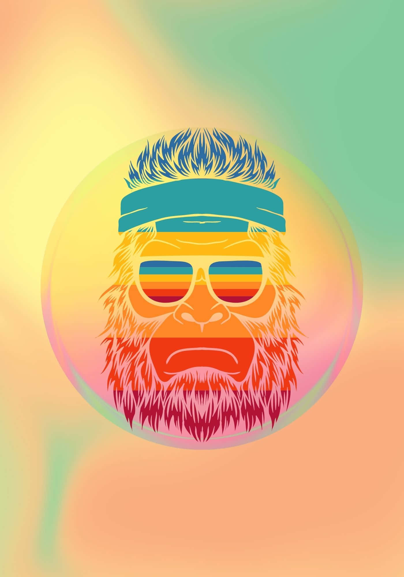 Koel Gorilla Met Sonbrille Agtergrond Muurpapier