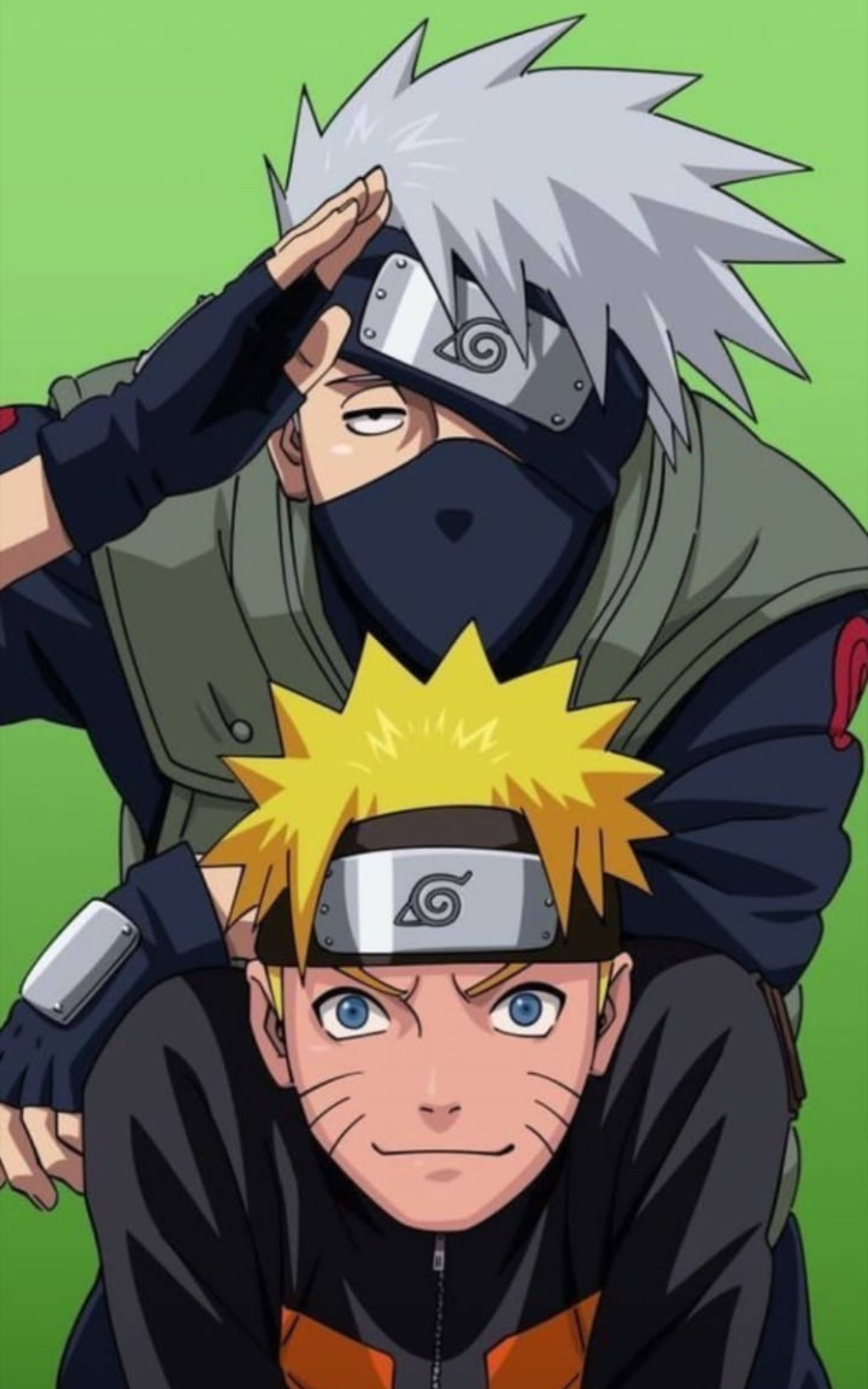 Koel Kakashi Groet saam met Naruto Muurpapier