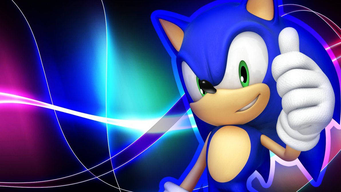 Magtige krimpvarkie Sonic wys 'n duim op-behangpapier.