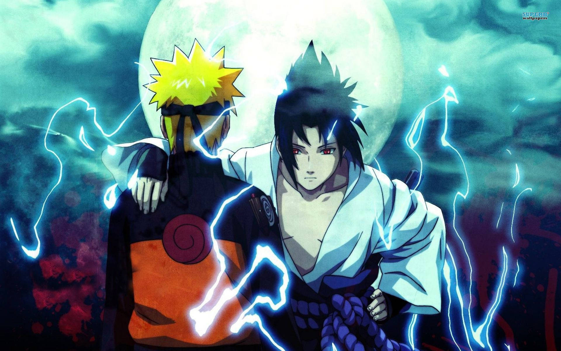 Koel Naruto en Sasuke Weerligkuns Muurpapier