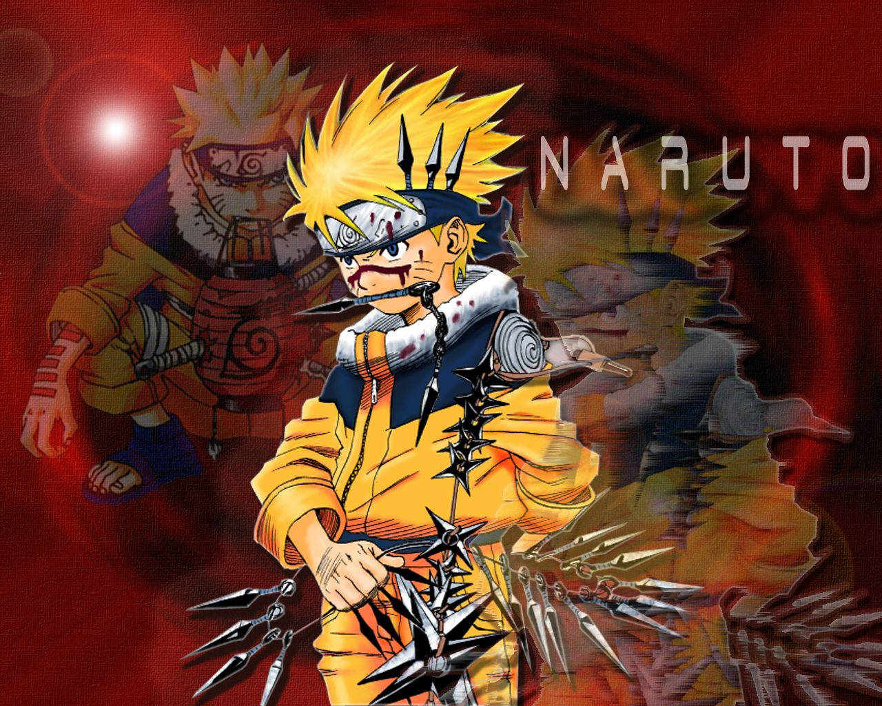 Koel Naruto Rooi Estetika Muurpapier