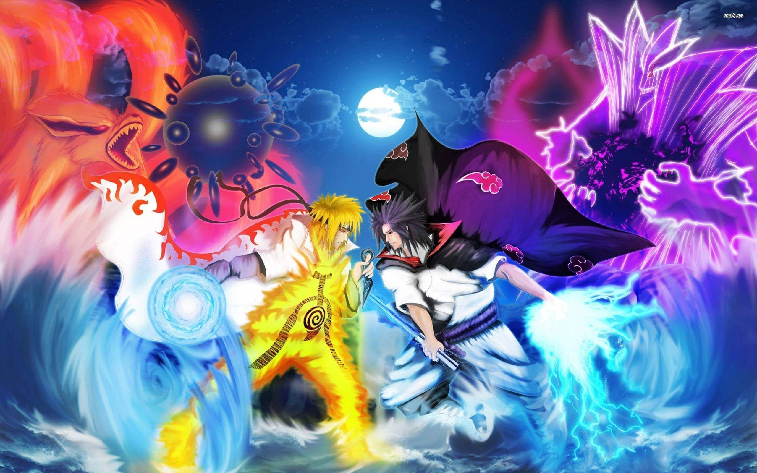 Koel Naruto teenoor Sasuke Muurpapier