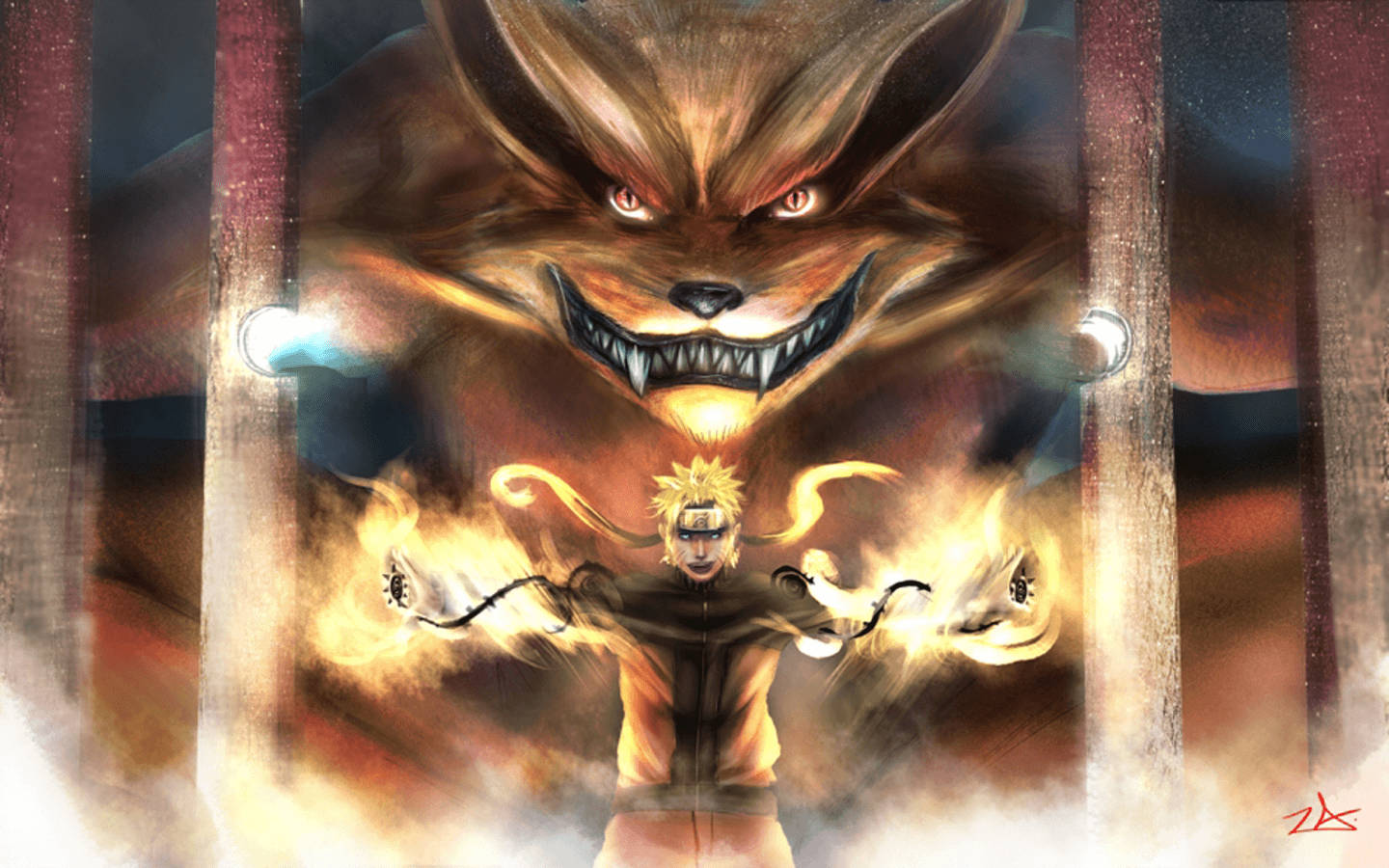 Koel Naruto Vurige Kurama Muurpapier
