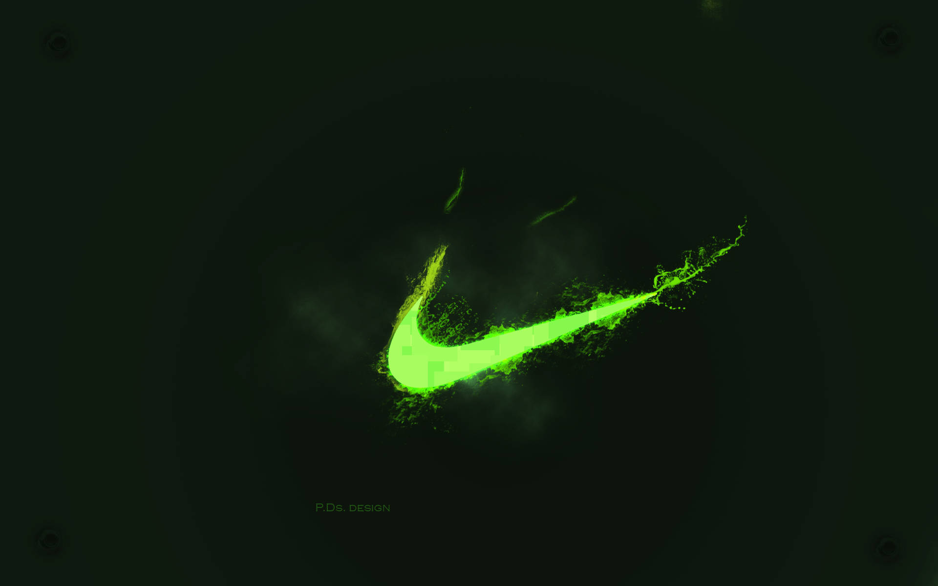 Koel Neon Groen Nike Swoosh Muurpapier