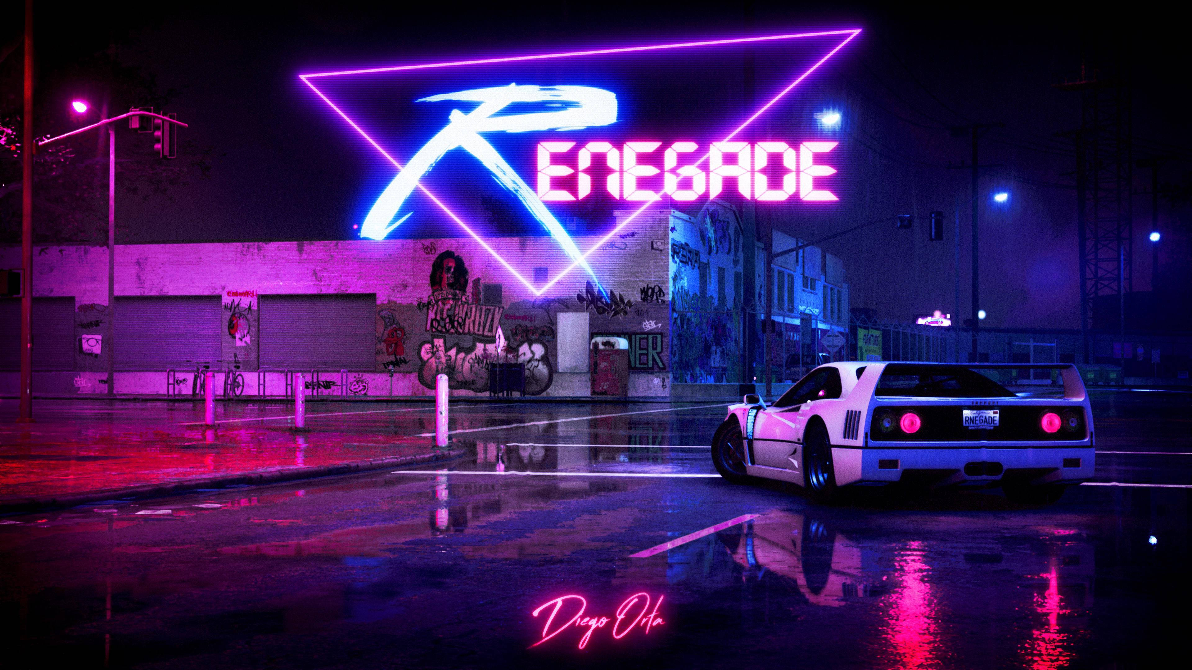 Koel Neon JDM Estetika Muurpapier