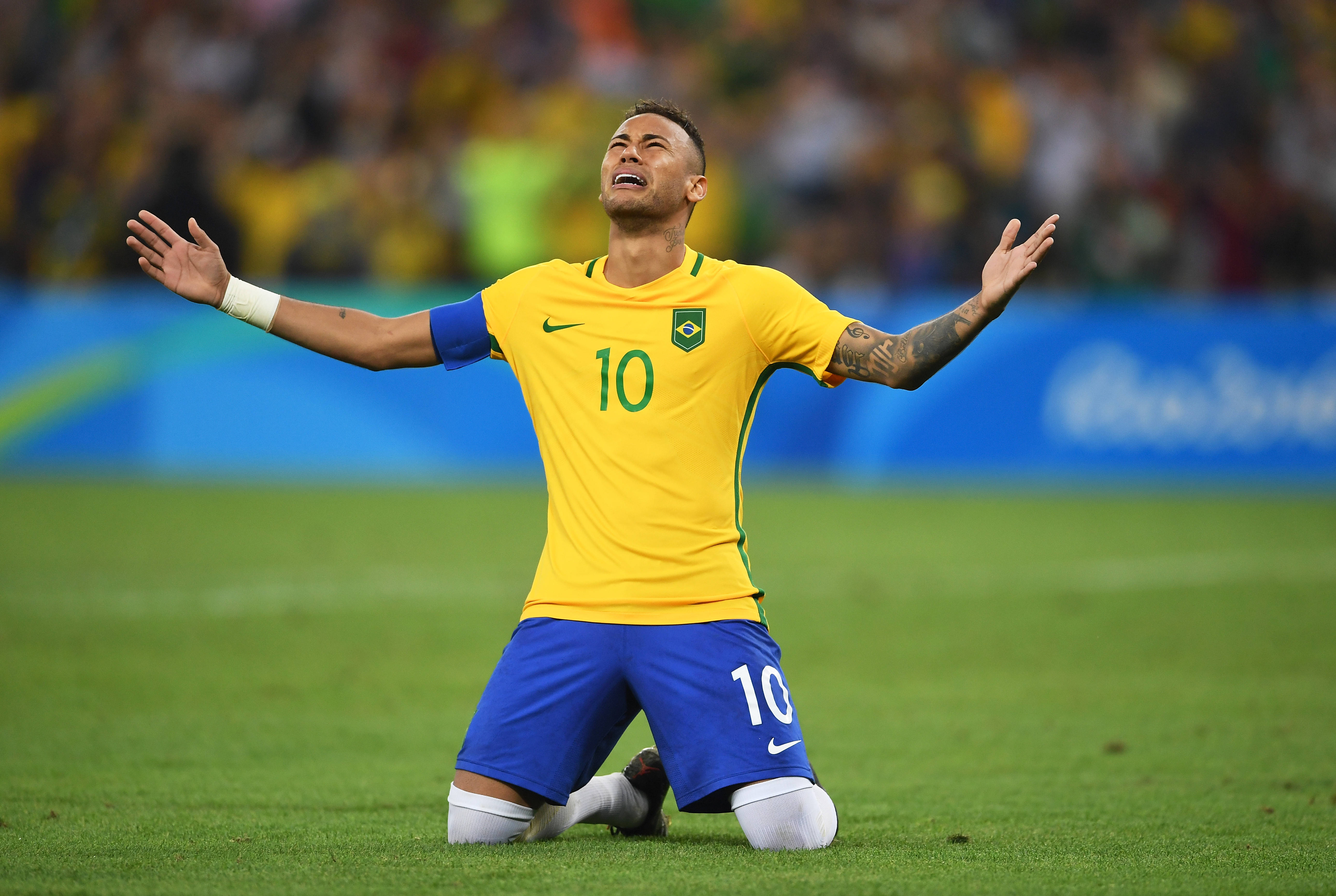 Koel Neymar Jr Knielend — Sokker GIF Muurpapier