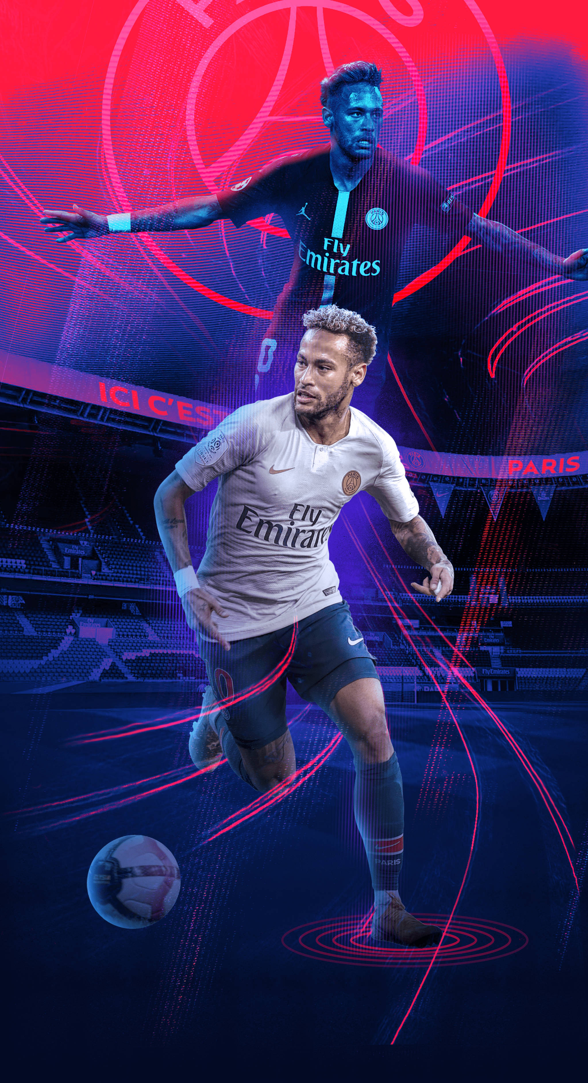 Koel Neymar Jr Rooi En Pers — Sokker GIF Muurpapier