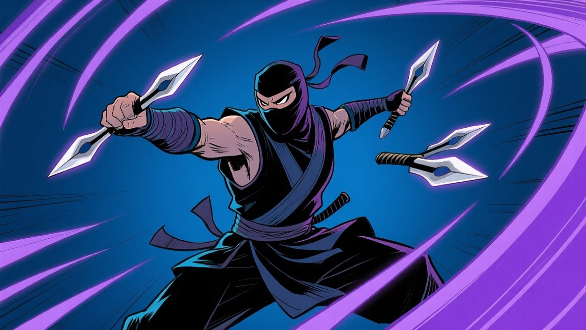 Koel Ninja Aksie Tekening Muurpapier