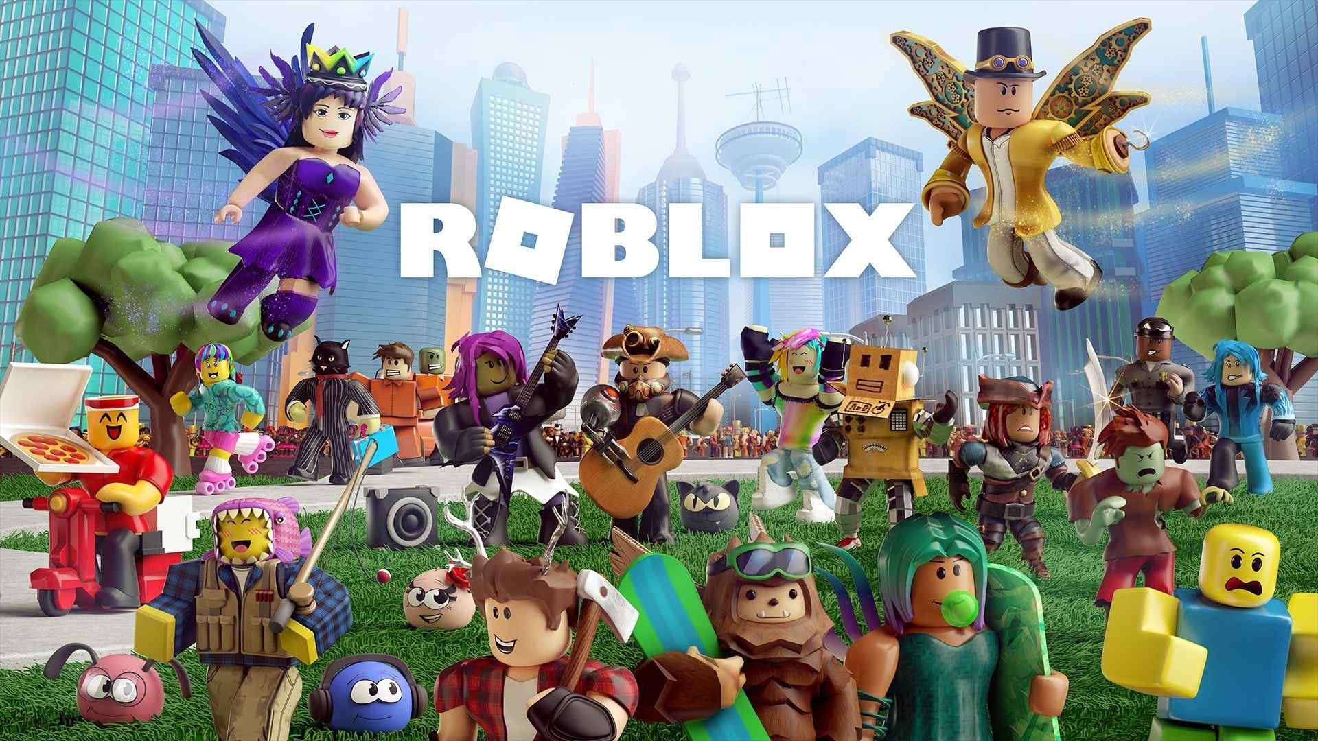 Koel Roblox-karakters wat die stadslewe omhels Muurpapier