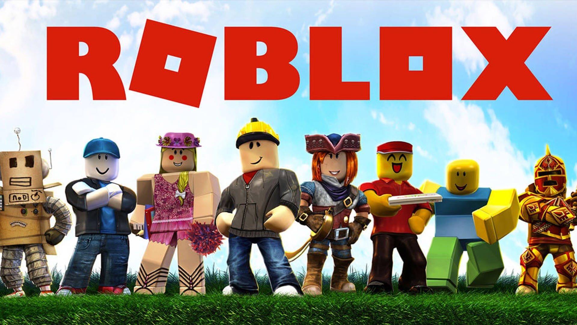 Koel Roblox Karakters Buite Muurpapier