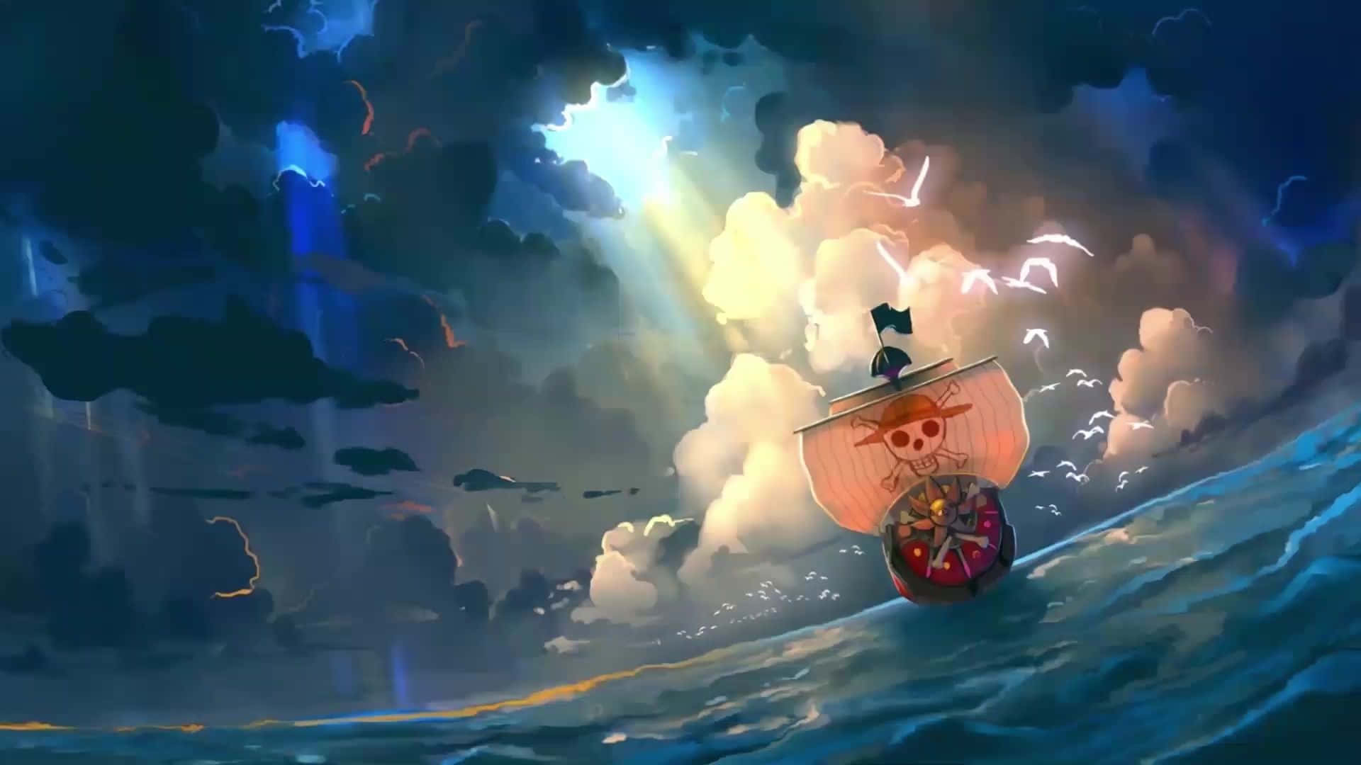 Koel seerowerskip van One Piece Muurpapier