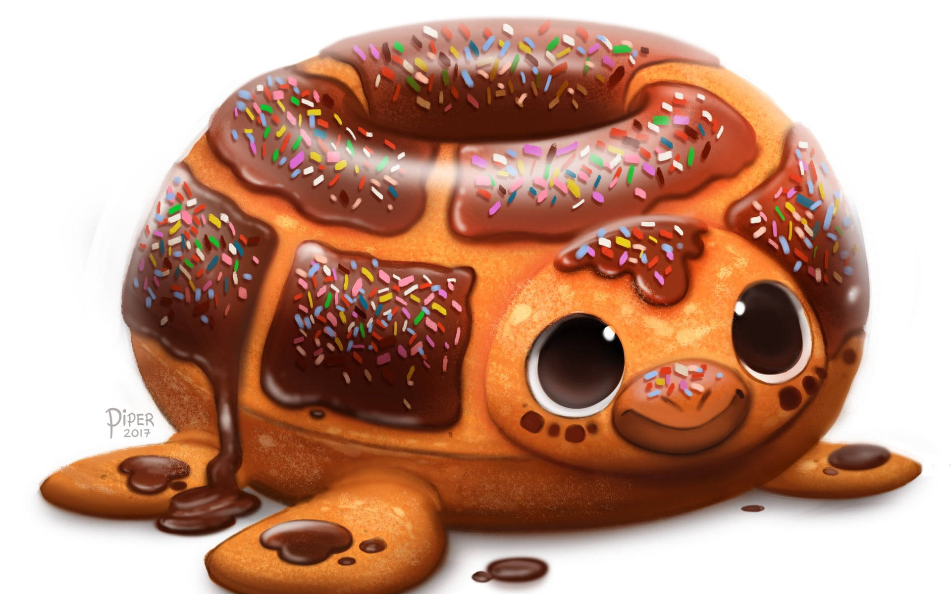 Koel Skilpad met Donuts Muurpapier