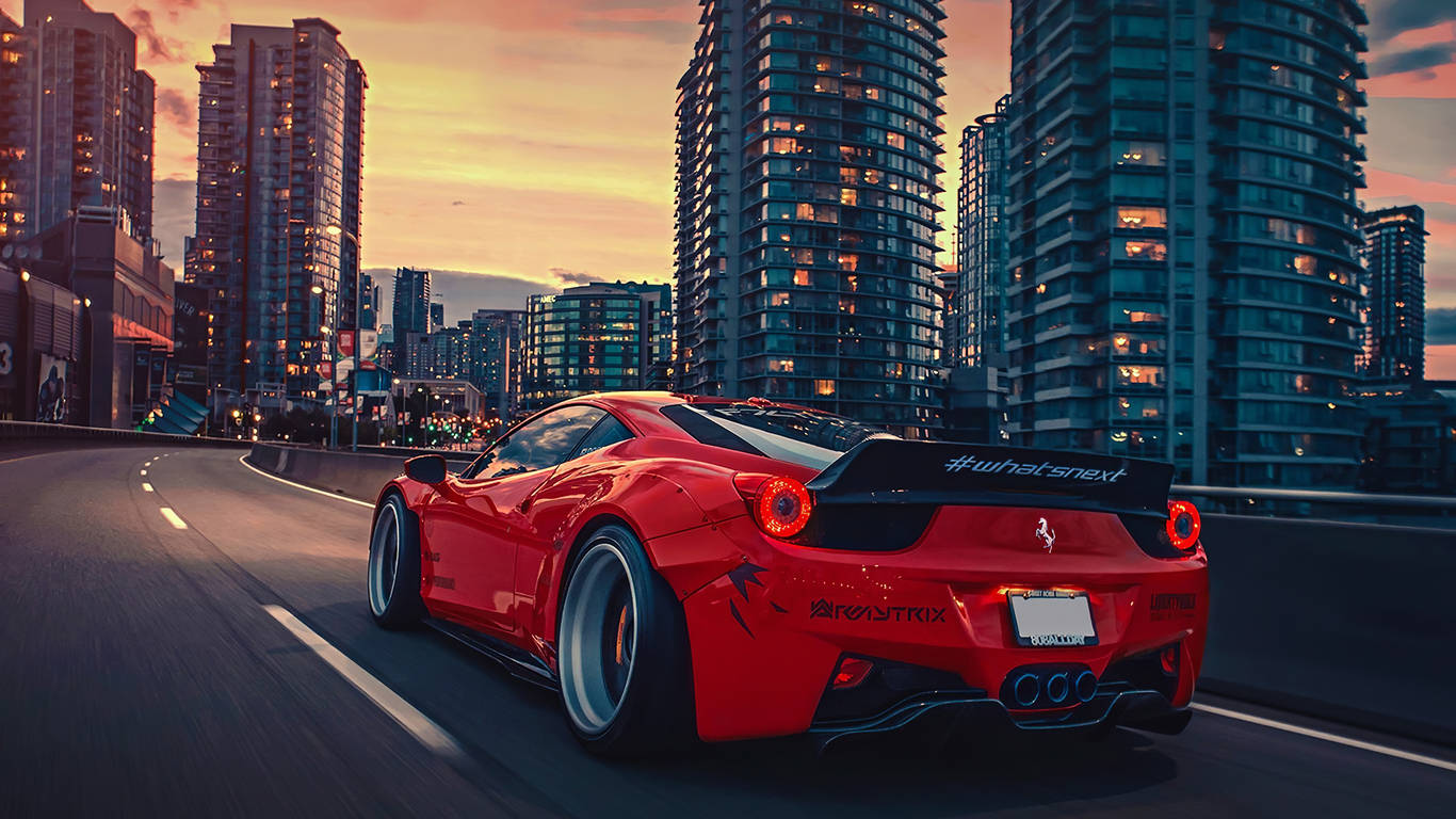 Koel Stad 1366x768 Ferrari HD Muurpapier