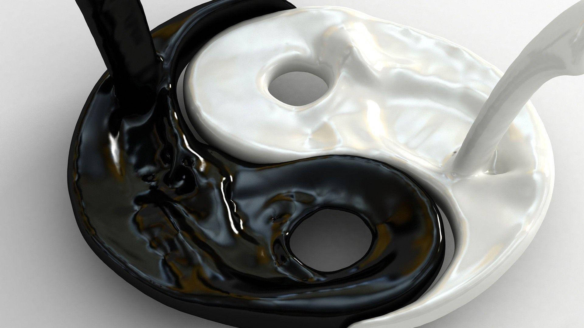 Koel Swart en Wit Yin Yang Muurpapier