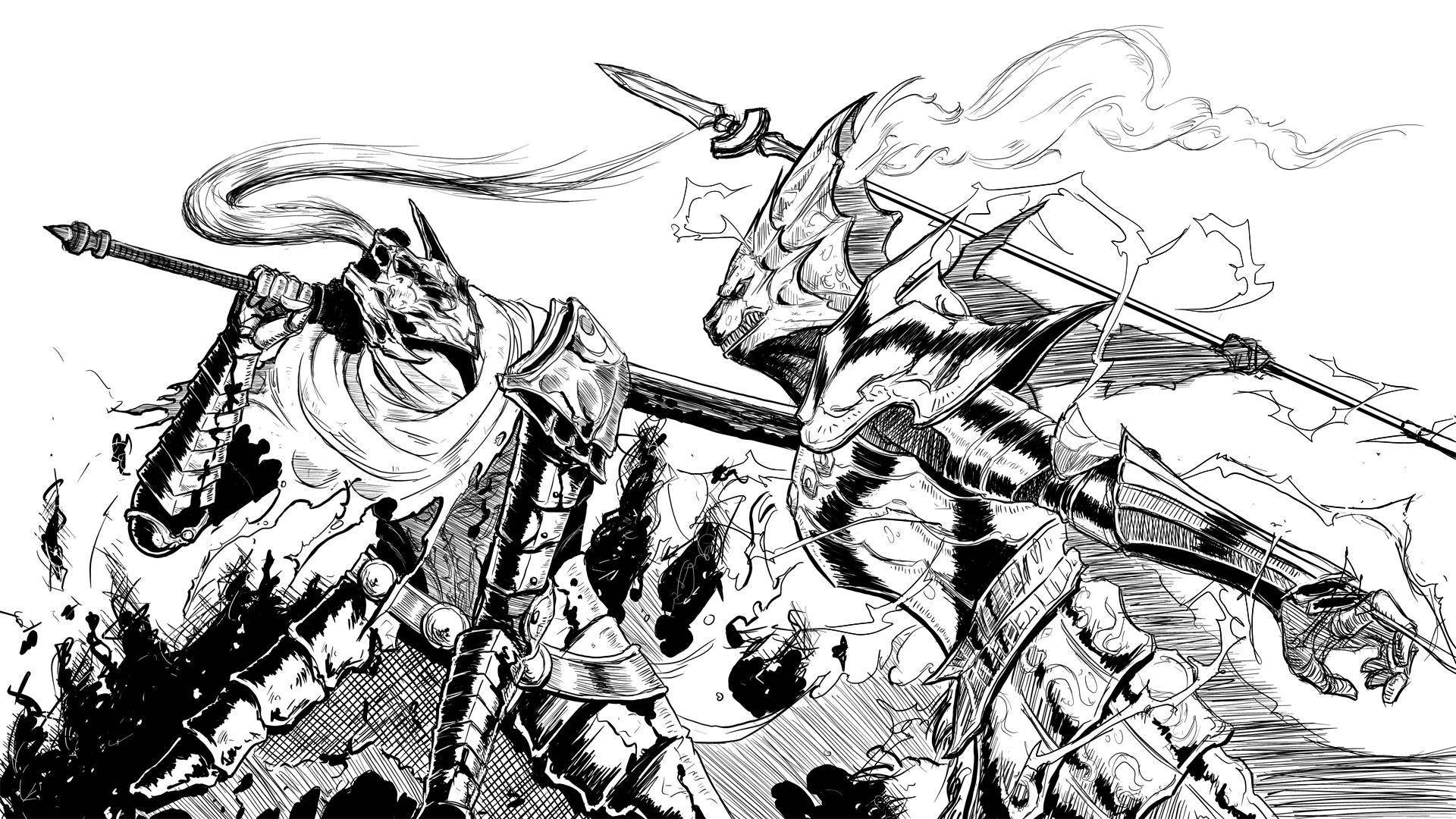 Koel Tekening Dark Souls Muurpapier