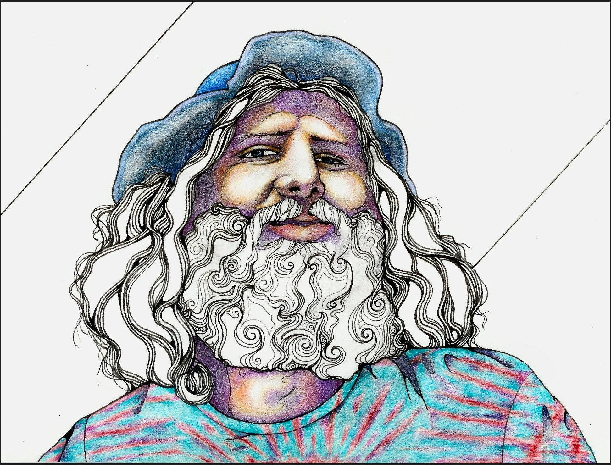 Koel Tekening Ou Man Muurpapier