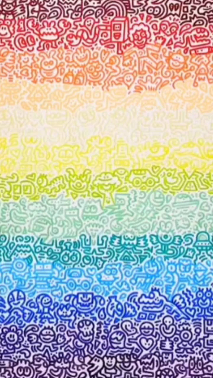 Koel Tekening Reënboog Doodle Muurpapier