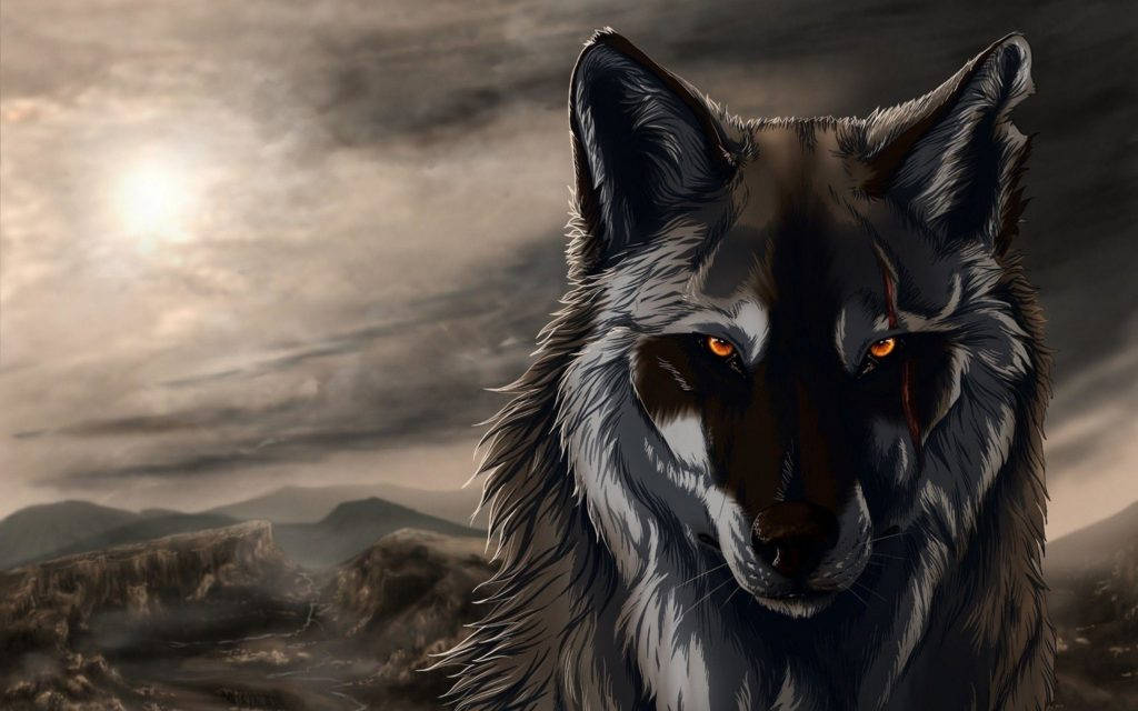 Koel Wolf Digitale Kuns Muurpapier