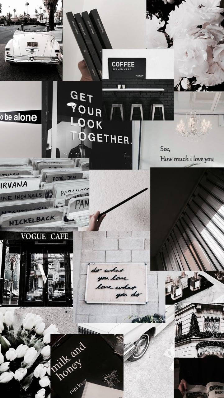 Koffiekafees Estetiese Collage Muurpapier