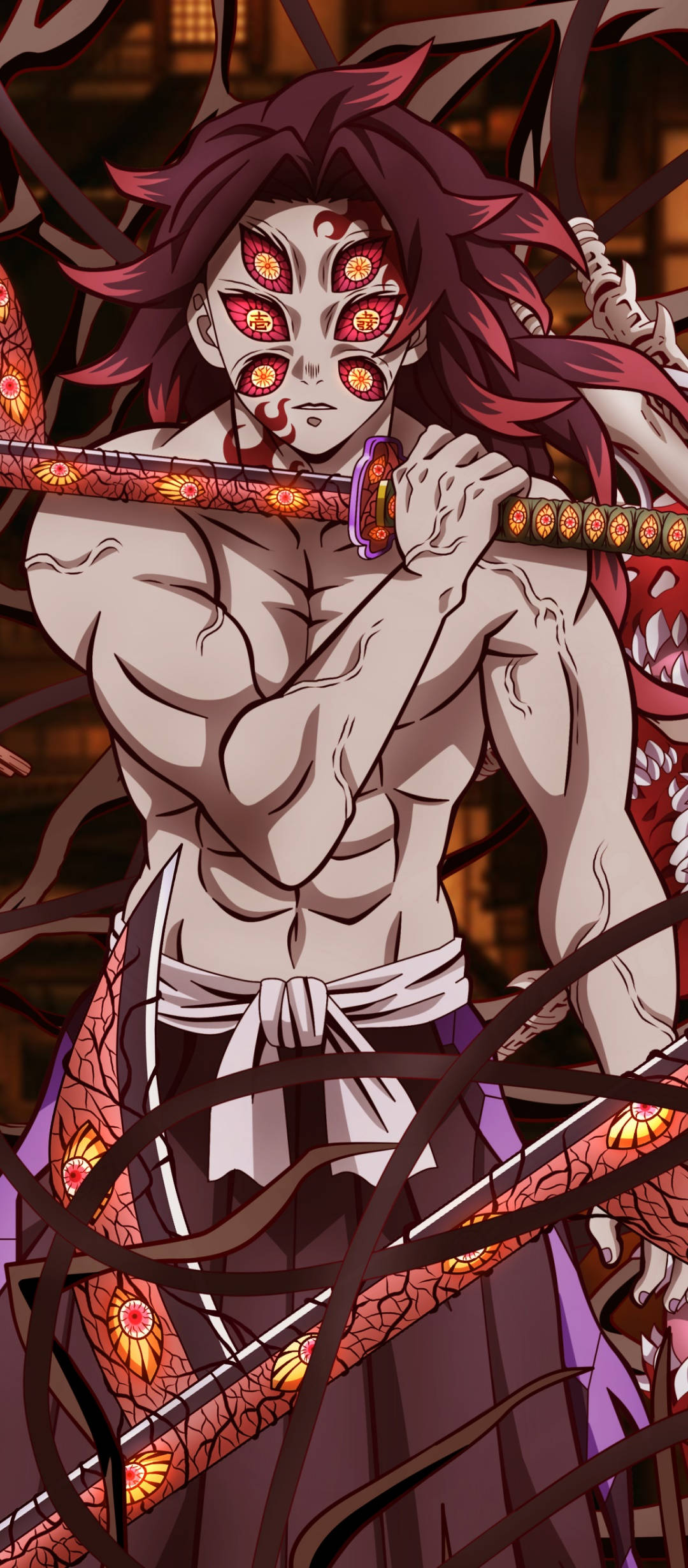 "Kokushibo Van Demon Slayer Neem Sy Laaste Stelling" Muurpapier