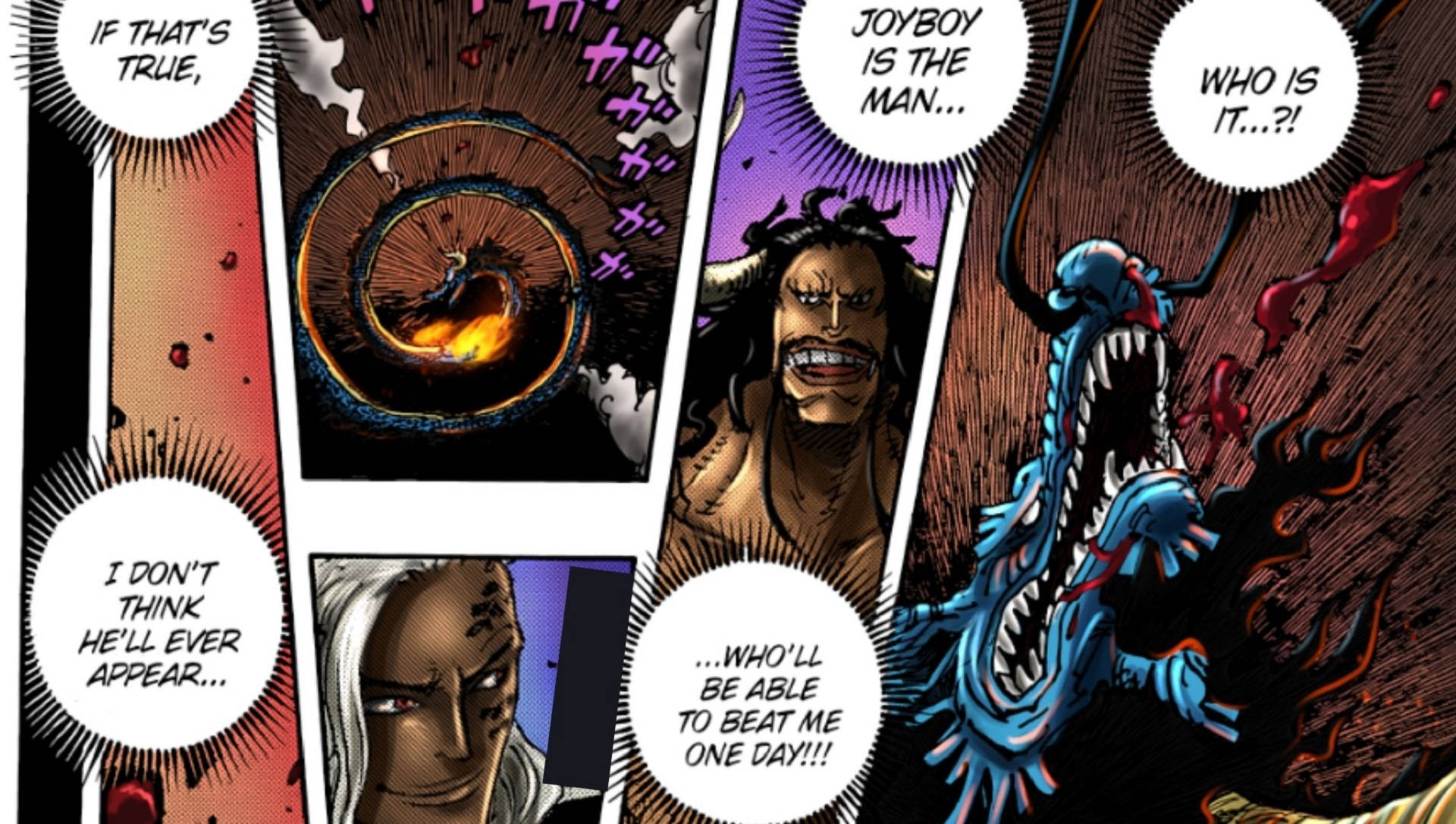 Koning en Kaido Manga Paneel Muurpapier