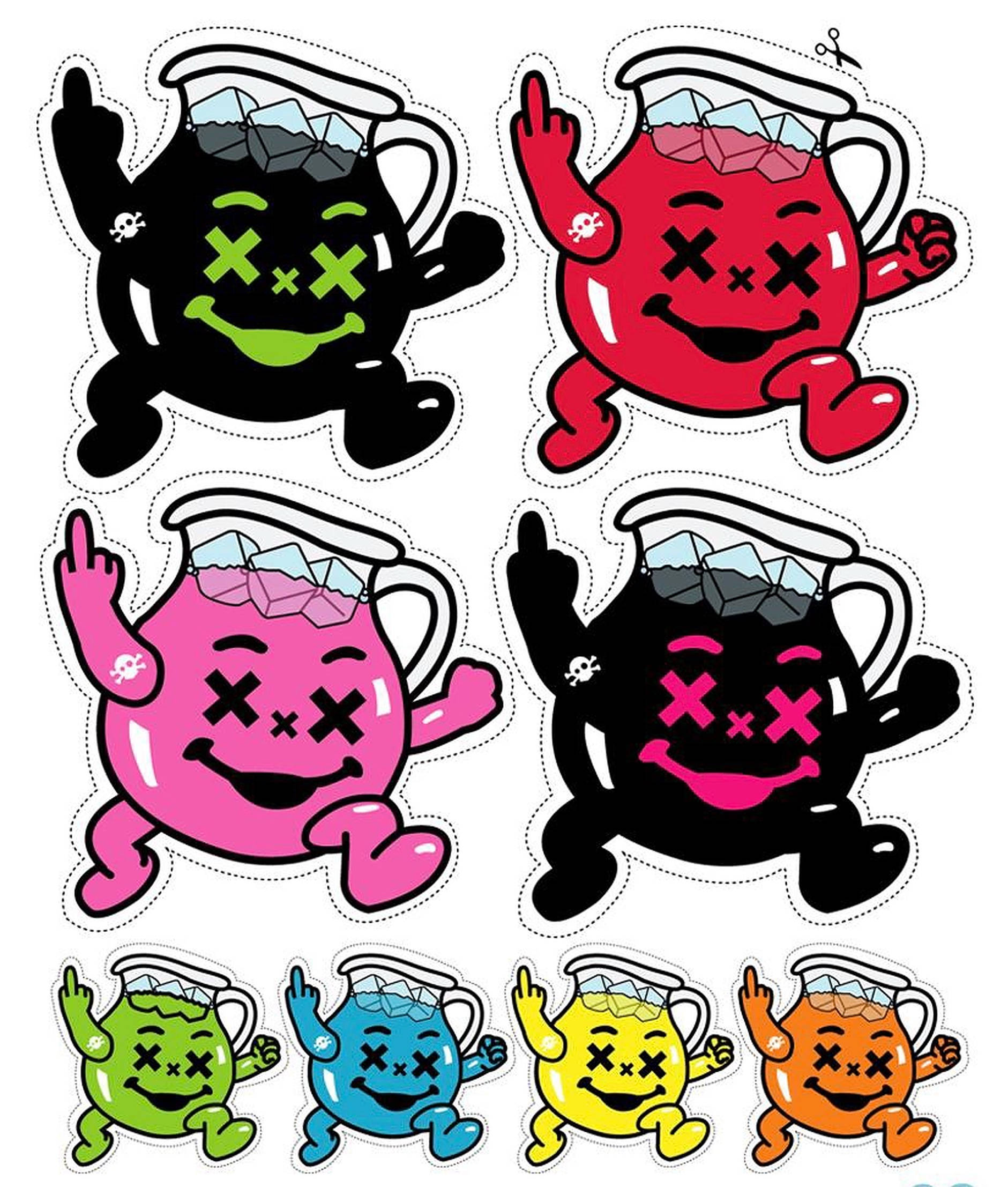 Kool Aid Man in verskillende kleure Muurpapier