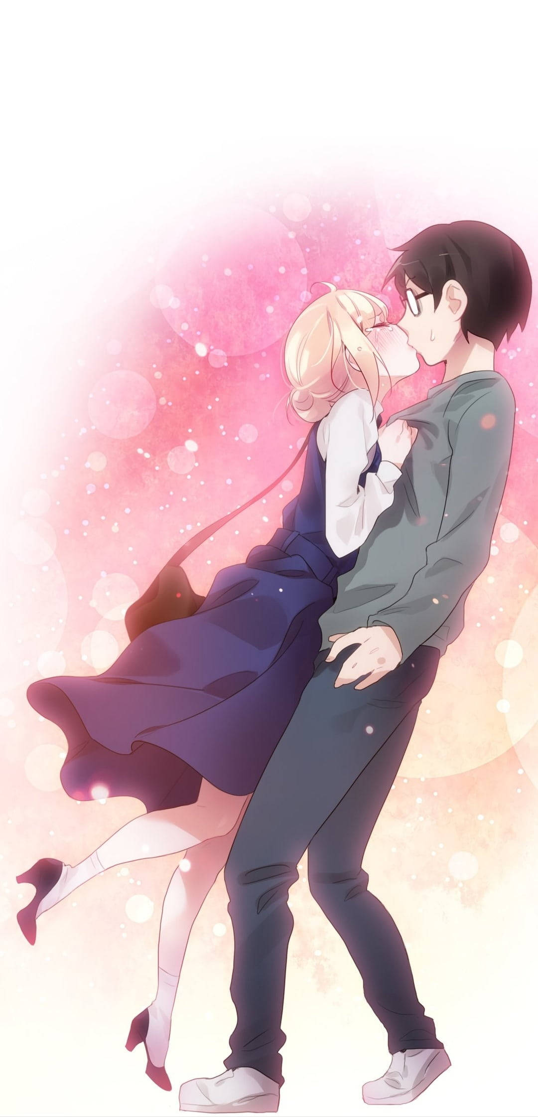 Kosei en Kaori Anime Paar Soen Muurpapier
