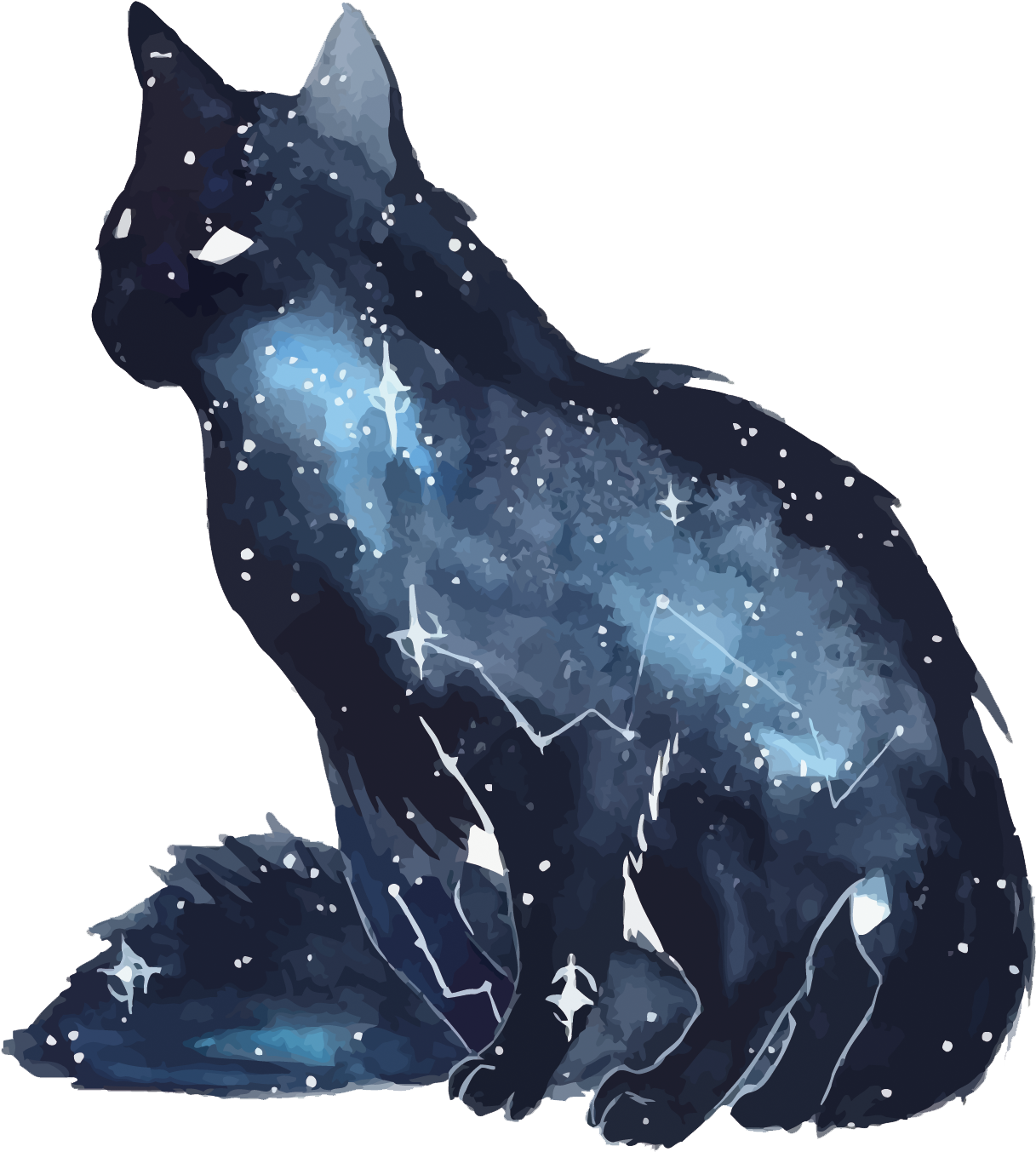 Kosmiche Feline Galaxie Kat.PNG Muurpapier
